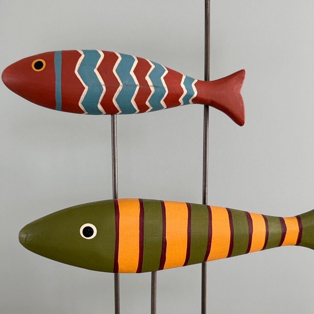 Colorful Wooden Fish Mobile -Type Multicolor Decorative Coastal Accent - Picture 6 of 12